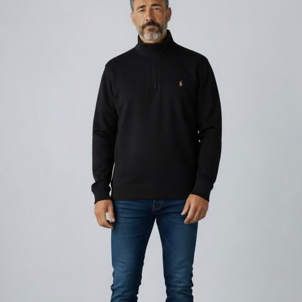 Polo Ralph Lauren Estate Rib Quarter Zip Pullover NWT Mens Sz XXL Black Cotton